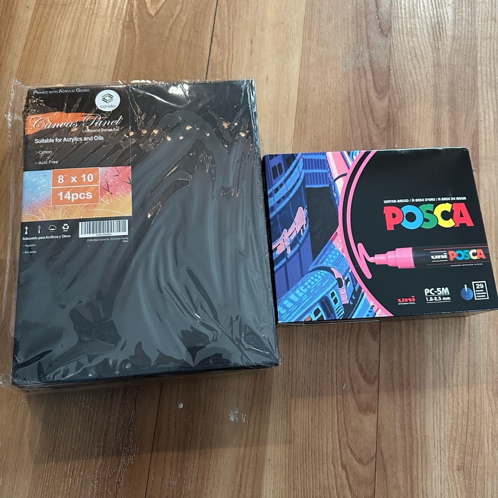 Posca Water-based Glass Markers & Painting Canvas